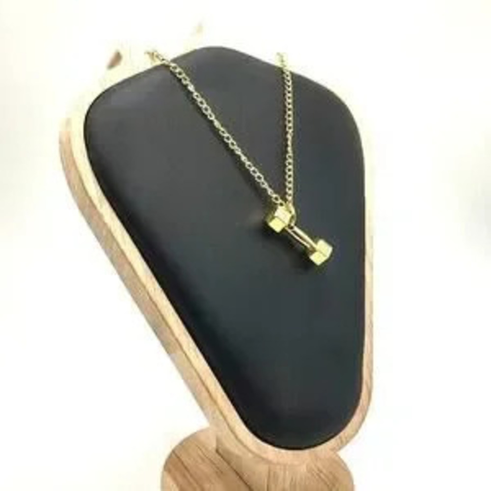 Stainless Steel Gold Dumbbell Fitness Necklace Bible Verse Valentine's Birthday